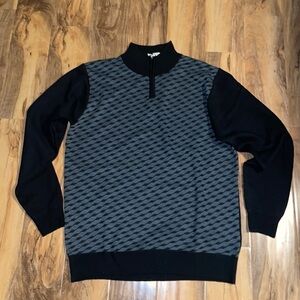 Studio by Omega Black Grey Sweater  3/4 Zip Pullover NWT